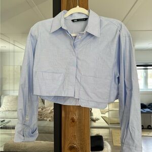 Zara Pale Blue Cropped Top